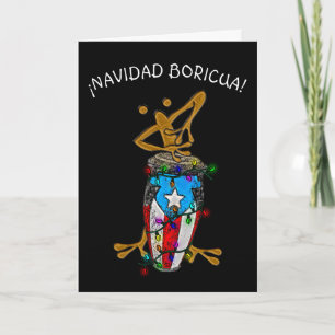 Tarjeta De Agradecimiento Navidad Boricua Xmas Conga Coqui Taino