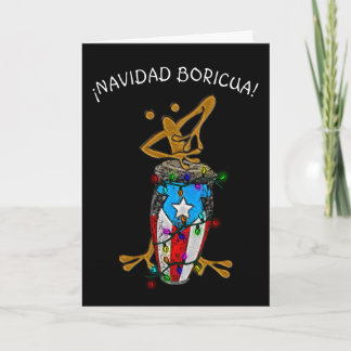 Tarjeta De Agradecimiento Navidad Boricua Xmas Conga Coqui Taino