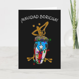 Tarjeta De Agradecimiento Navidad Boricua Xmas Conga Coqui Taino