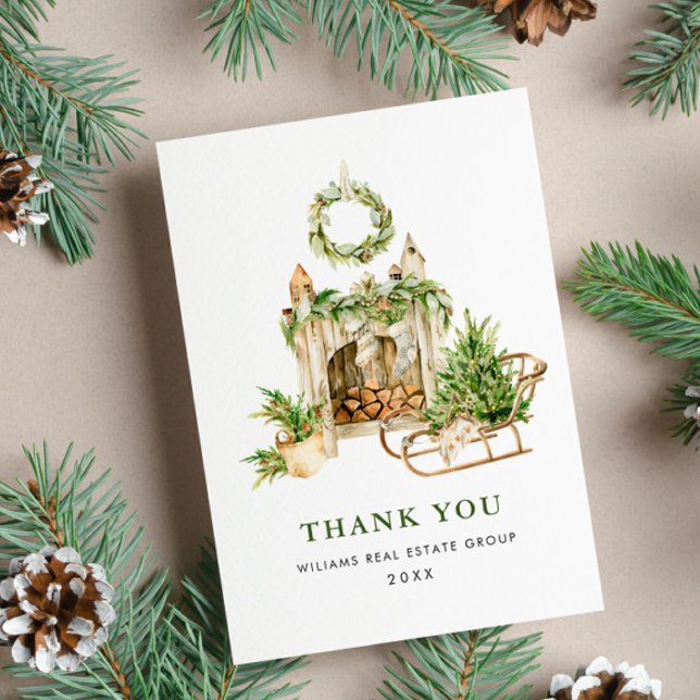 Tarjeta De Agradecimiento Navidad Corporativa Elegante Acuarela (Subido por el creador)