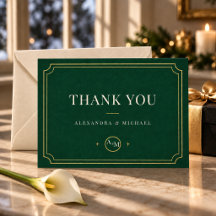 Navidad de etiqueta esmeralda verde y dorado Monog