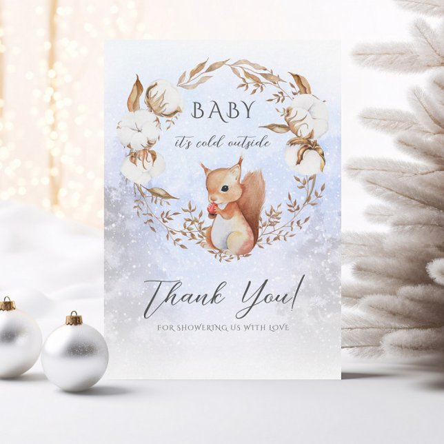 Tarjeta De Agradecimiento Navidad de Invierno Algodón Nieve Baby Shower Grac (Subido por el creador)