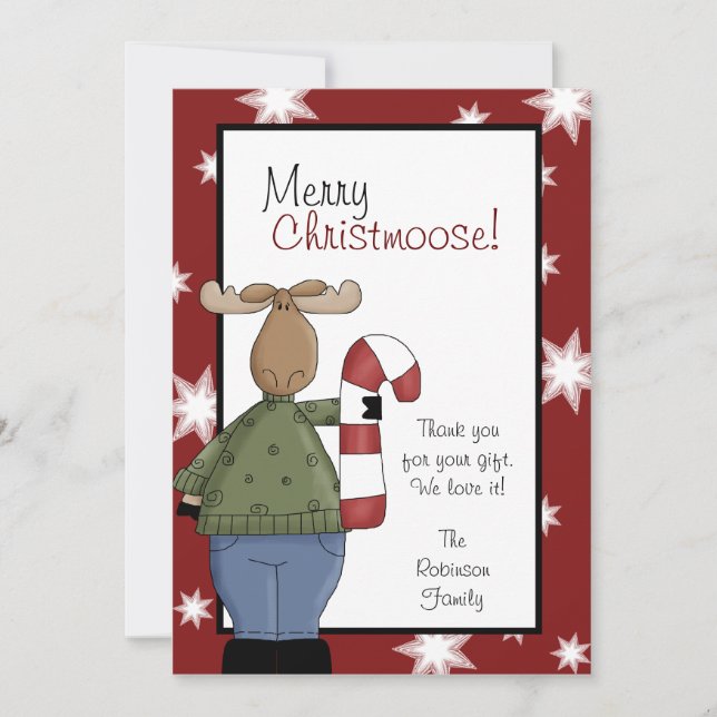 Tarjeta De Agradecimiento Navidad de los ALCES de las FELICES NAVIDAD le (Anverso)