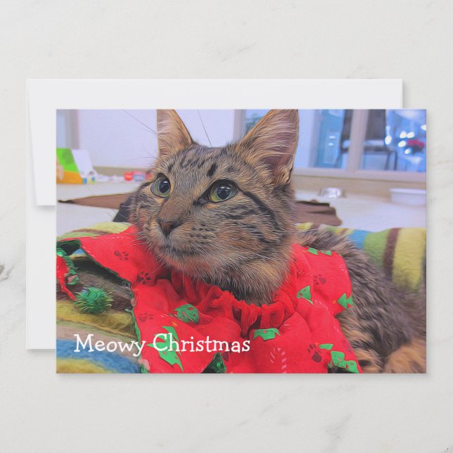 Tarjeta De Agradecimiento Navidad de Meowy (Anverso)