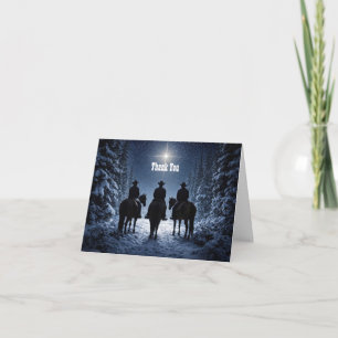 Tarjeta De Agradecimiento Navidad Gracias con Vaqueros Nieve
