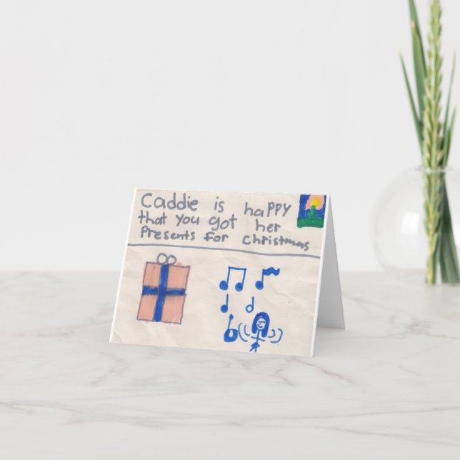 Tarjeta De Agradecimiento Navidad Gracias (niño) (Anverso)