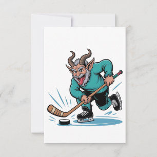 Tarjeta De Agradecimiento Navidad Jugando Hockey sobre Hielo Espeluznante Na