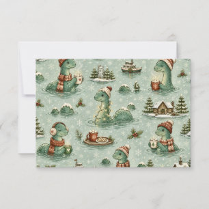 Tarjeta De Agradecimiento Navidad Nessie Monstruo del Lago Ness Acogedores C
