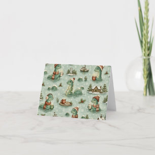 Tarjeta De Agradecimiento Navidad Nessie Monstruo del Lago Ness Acogedores C