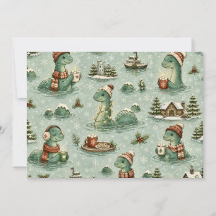 Tarjeta De Agradecimiento Navidad Nessie Monstruo del Lago Ness Acogedores C