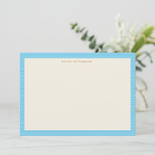 Tarjeta De Agradecimiento Navidad Nombre Personalizado Rayas Azules Vintage