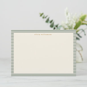 Tarjeta De Agradecimiento Navidad Personalizada con Rayas Verde Salvia Vinta