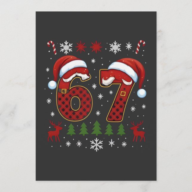 Tarjeta De Agradecimiento Navidad Seis Siete 67 Santa Navidad Gen Alpha (Anverso)