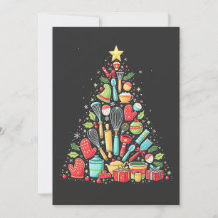 Tarjeta De Agradecimiento Navidad Tree Baking Chef Cook Xmas