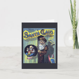 Tarjeta De Agradecimiento Navidad Vintage, Arte de Portada de Santa Claus Gr