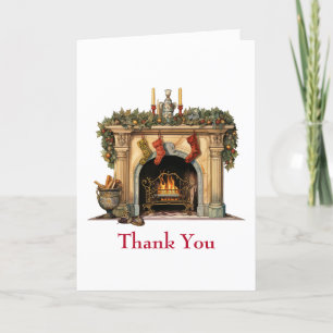 Tarjeta De Agradecimiento Navidades acogedores de la chimenea de Victoria