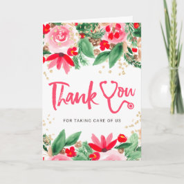 Tarjeta De Agradecimiento Navidades acuarela estetoscopio enfermera gracias