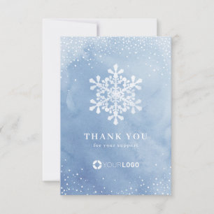Tarjeta De Agradecimiento Navidades acuáticos de copos de nieve azul inverna