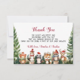 Tarjeta De Agradecimiento Navidades Animales de Woodland Winter