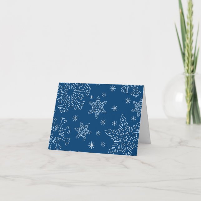 Tarjeta De Agradecimiento Navidades Azules Dk BG Snowflake Boarder Clipart T (Anverso)