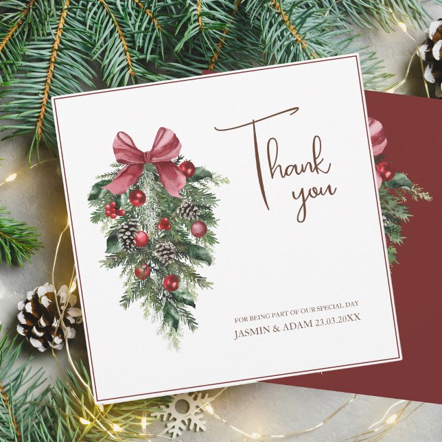 Tarjeta De Agradecimiento Navidades Boda de la Festividad de Invierno Rojo y (Subido por el creador)