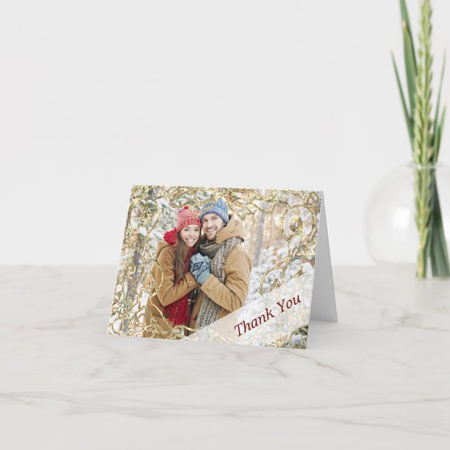 Tarjeta De Agradecimiento Navidades Boda Foto Gracias (Anverso)