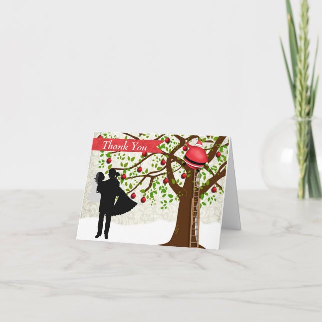 Tarjeta De Agradecimiento Navidades Boda Gracias (Anverso)