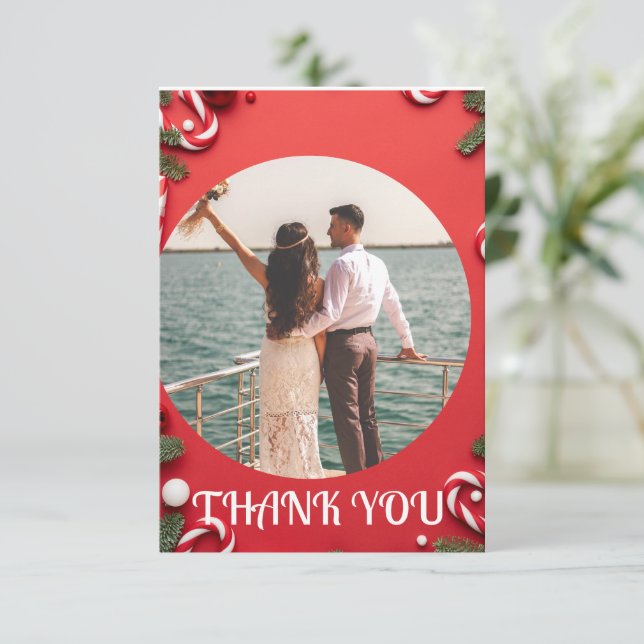 Tarjeta De Agradecimiento Navidades , boda personalizado personalizado (Anverso de pie)