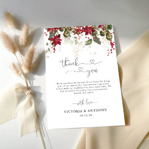 Tarjeta De Agradecimiento Navidades Boda Red Poinsettia Gracias Cartas