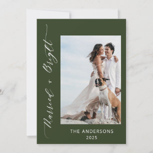 Tarjeta De Agradecimiento Navidades Bodas brillantes casados con fotografía