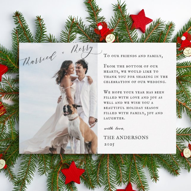 Tarjeta De Agradecimiento Navidades Bodas de caligrafía casada de Merry (Subido por el creador)