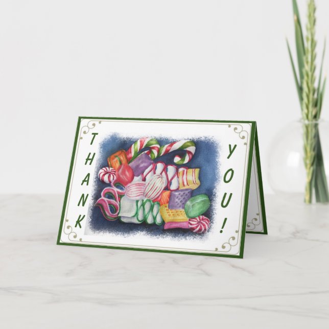 TARJETA DE AGRADECIMIENTO NAVIDADES CANDY GRACIAS (Anverso)