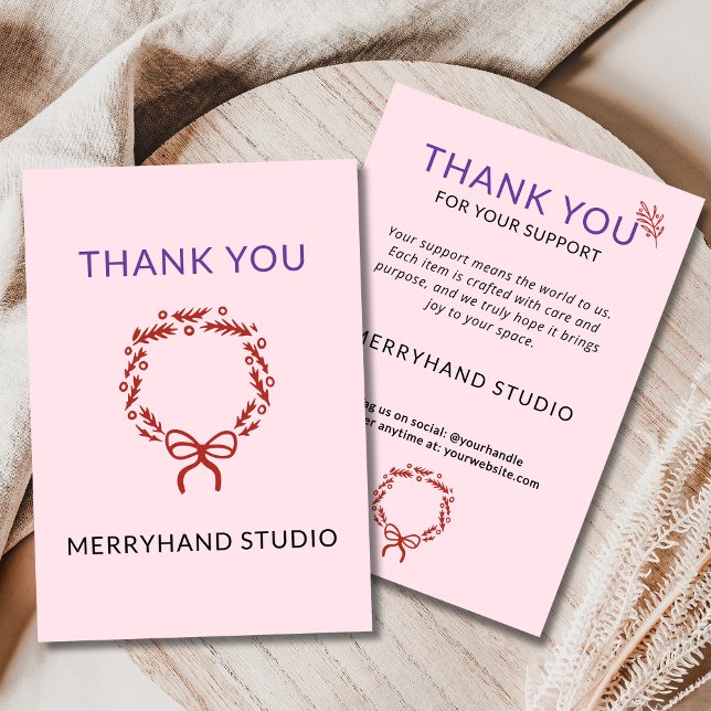 Tarjeta De Agradecimiento Navidades caprichosos rosa Wreath Funky (Subido por el creador)