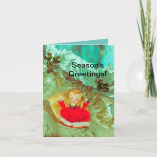 Tarjeta De Agradecimiento Navidades Card angel cherub temporada saludos.