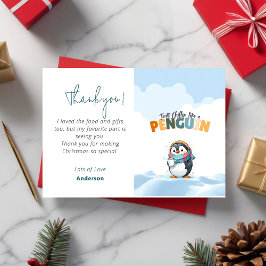 Tarjeta De Agradecimiento Navidades caricaturizan a Chillin como un pingüino