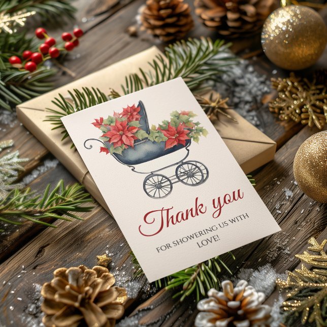 Tarjeta De Agradecimiento Navidades Carriage Baby Shower Gracias (Subido por el creador)
