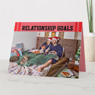 TARJETA DE AGRADECIMIENTO NAVIDADES CAT LOVER PIZZA PAREJA DE GRANDES TARJET