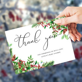 Tarjeta De Agradecimiento Navidades con ducha de bebé