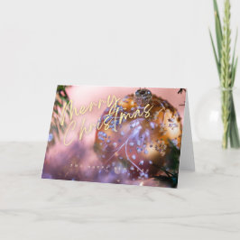 Tarjeta De Agradecimiento Navidades con un fondo de ornamento rosa #10