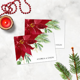 Tarjeta De Agradecimiento Navidades de acuarela Holiday Poinsettia Gracias