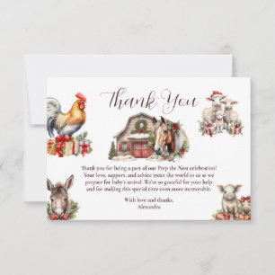 Tarjeta De Agradecimiento Navidades de Animales de la Granja de Invierno
