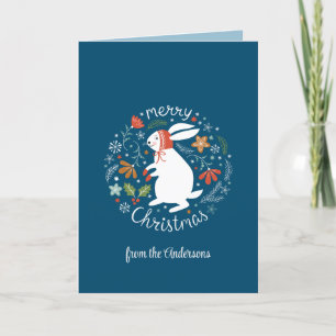 Tarjeta De Agradecimiento Navidades de Arte Popular Azul