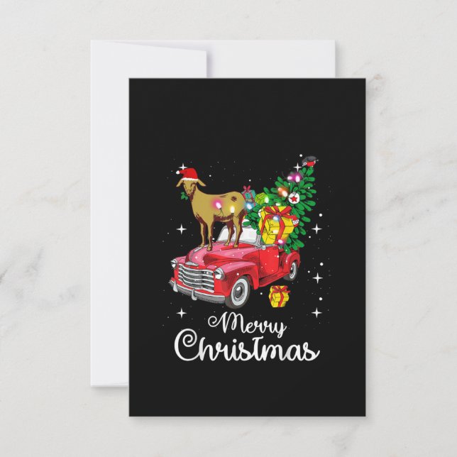 Tarjeta De Agradecimiento Navidades de autos rojos en Goat Rides (Anverso)