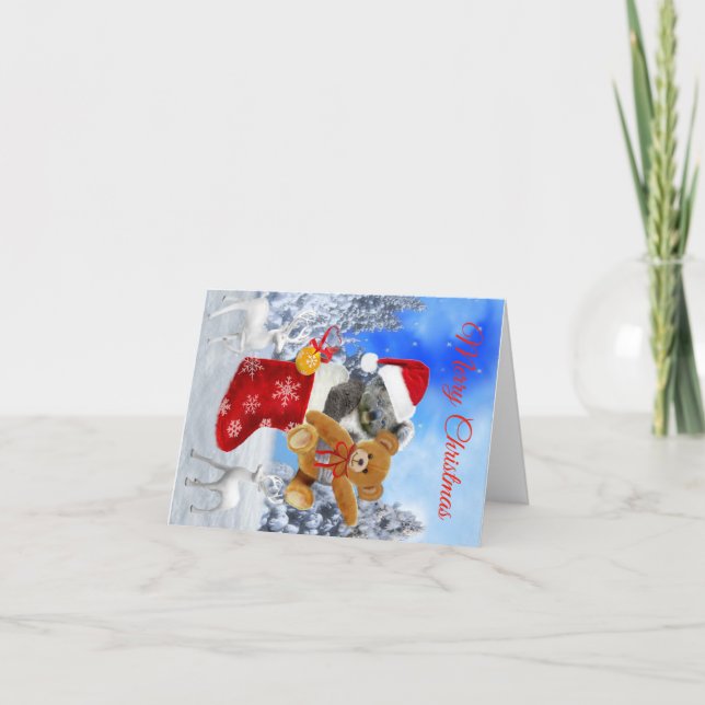 Tarjeta De Agradecimiento Navidades DE BABY KOALA CON TEDDDY (Anverso)