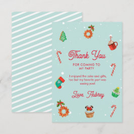 Tarjeta De Agradecimiento Navidades de Blue Gingerbread House Cumpleaños