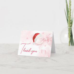 Tarjeta De Agradecimiento Navidades de Bow rosado Baby Shower de invierno