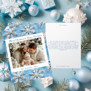 Tarjeta De Agradecimiento Navidades de copos de nieve azules de Victoria