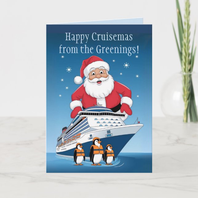 Tarjeta De Agradecimiento Navidades de cruceros cruzando crucero navideño (Anverso)