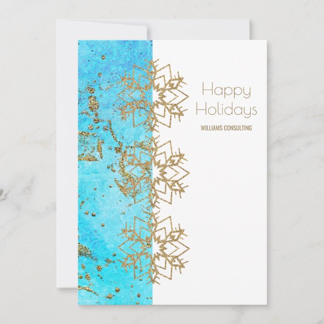 Tarjeta De Agradecimiento Navidades de empresas de oro y acuarela (Anverso)