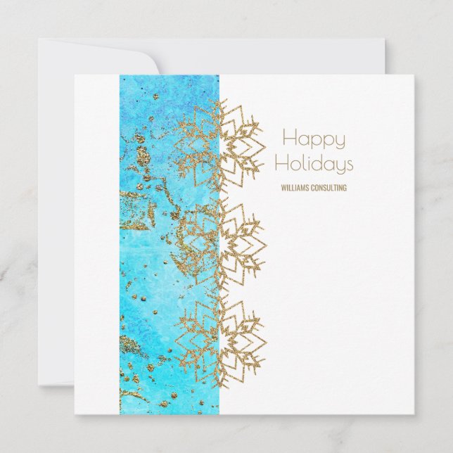 Tarjeta De Agradecimiento Navidades de empresas de oro y acuarela (Anverso)